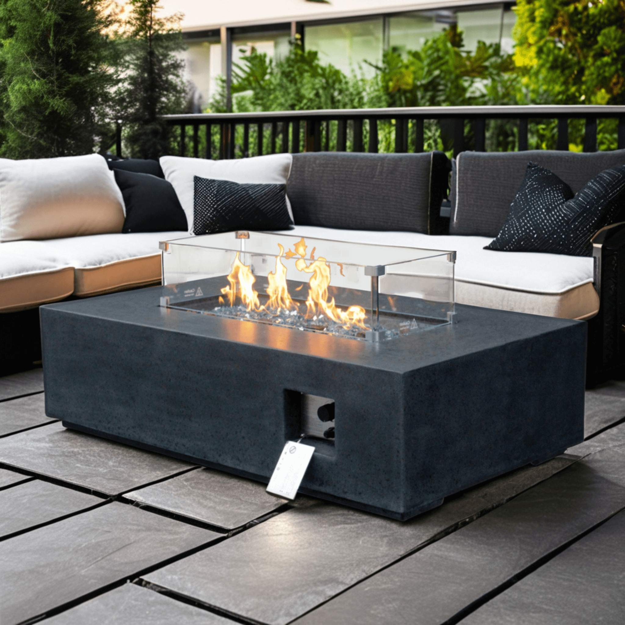 Alora 52" Outdoor Concrete Liquid Propane Rectangular Fire Pit Table