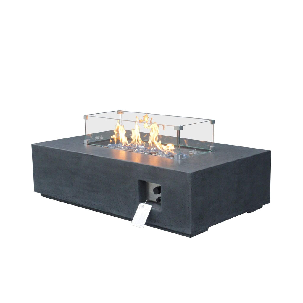 Alora 52-Inch Portable Concrete Rectangular Propane Fire Pit Table with Repair Kit