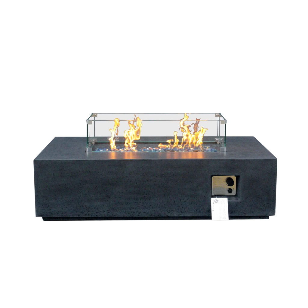 Alora 52-Inch Portable Concrete Rectangular Propane Fire Pit Table with Repair Kit