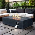 Alora 52-Inch Portable Concrete Rectangular Propane Fire Pit Table with Repair Kit