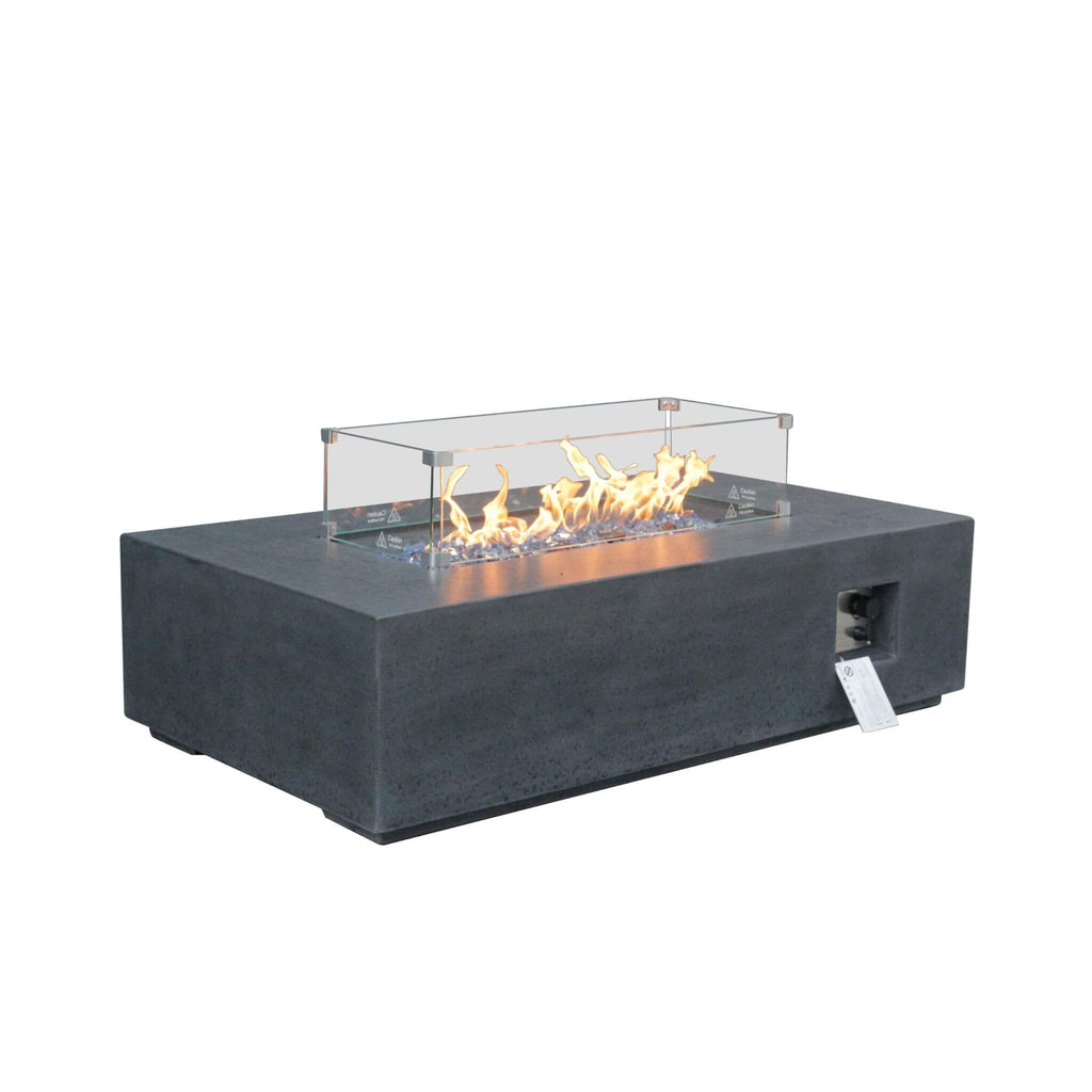 Alora 52-Inch Portable Concrete Rectangular Propane Fire Pit Table with Repair Kit