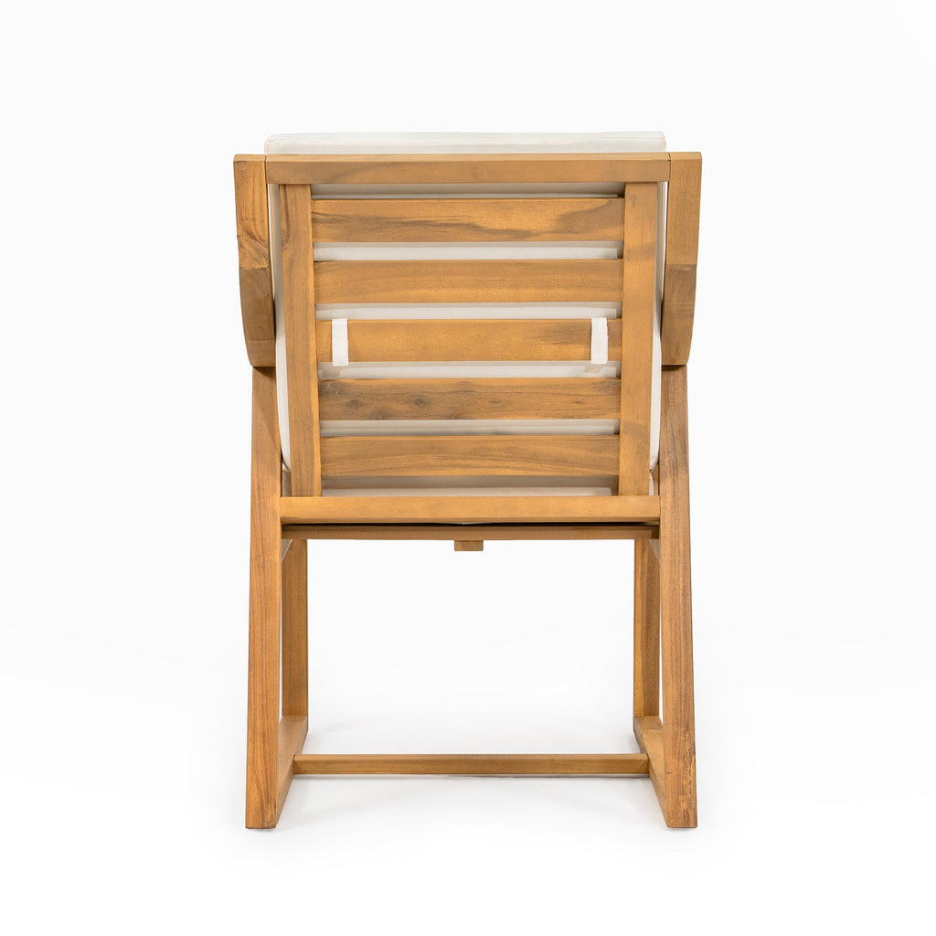 Patio Dining Chair Set of 2, Wood Outdoor Armchairs with Removable Cushions