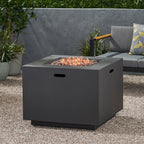 Outdoor Iron Square Propane Fire Pit - Brushed Brown