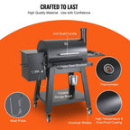 53-Inch Heavy-Duty Portable Wood Pellet BBQ Grill with Cart