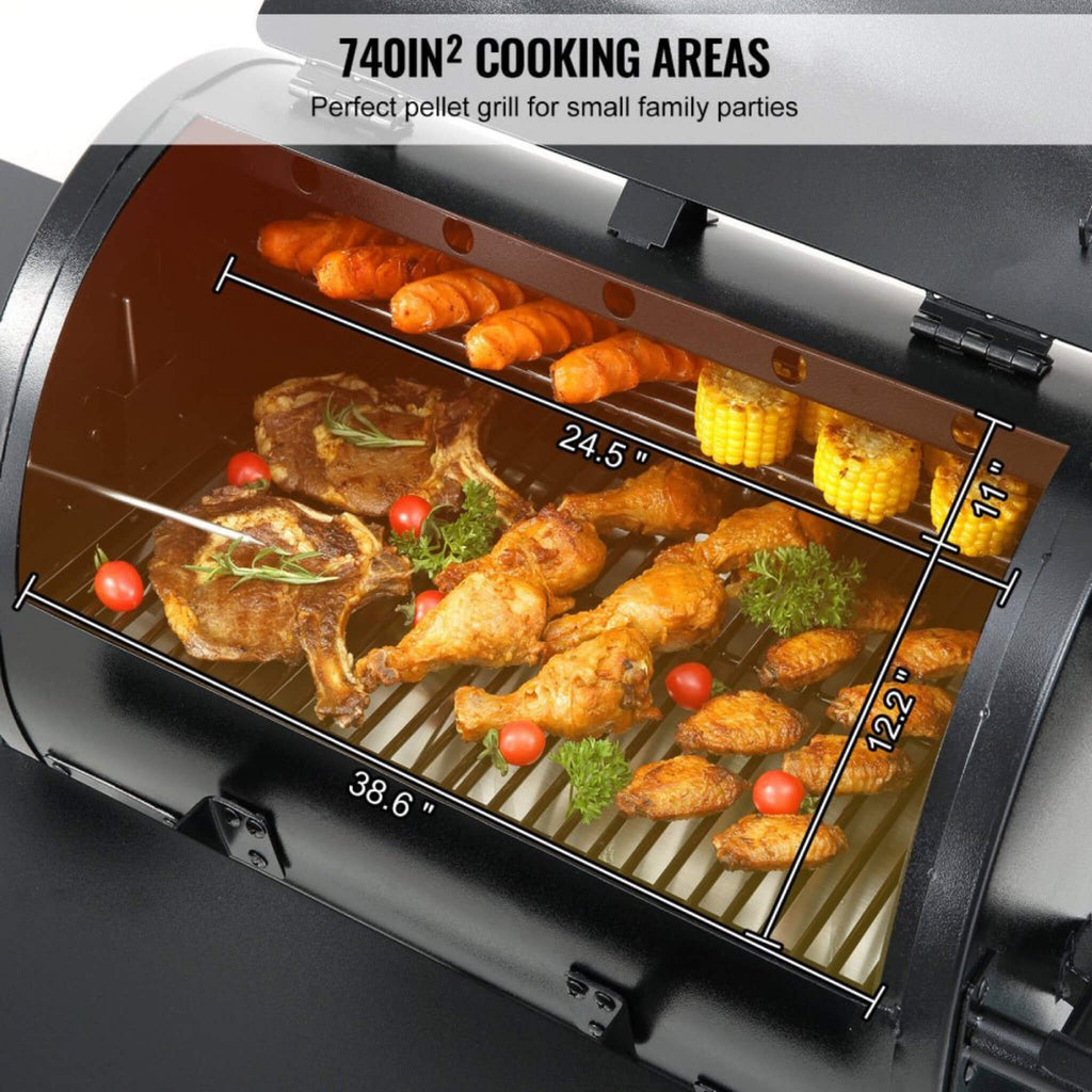 53-Inch Heavy-Duty Portable Wood Pellet BBQ Grill with Cart