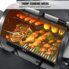 53-Inch Heavy-Duty Portable Wood Pellet BBQ Grill with Cart