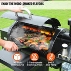 53-Inch Heavy-Duty Portable Wood Pellet BBQ Grill with Cart