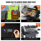 53-Inch Heavy-Duty Portable Wood Pellet BBQ Grill with Cart