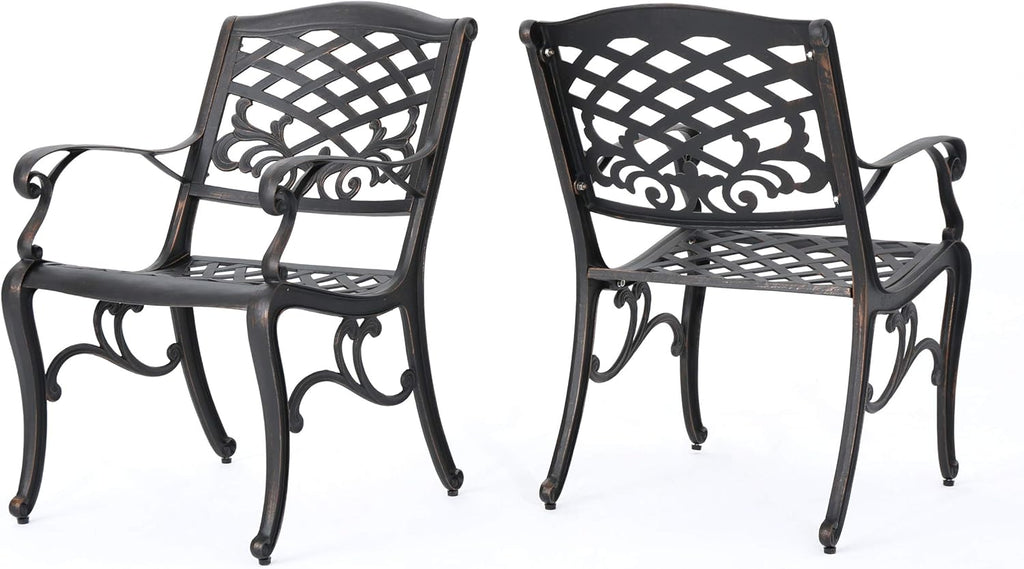 Myrtle Beach Outdoor Aluminum Dining Chairs, 2-Pcs Set, Shiny Copper