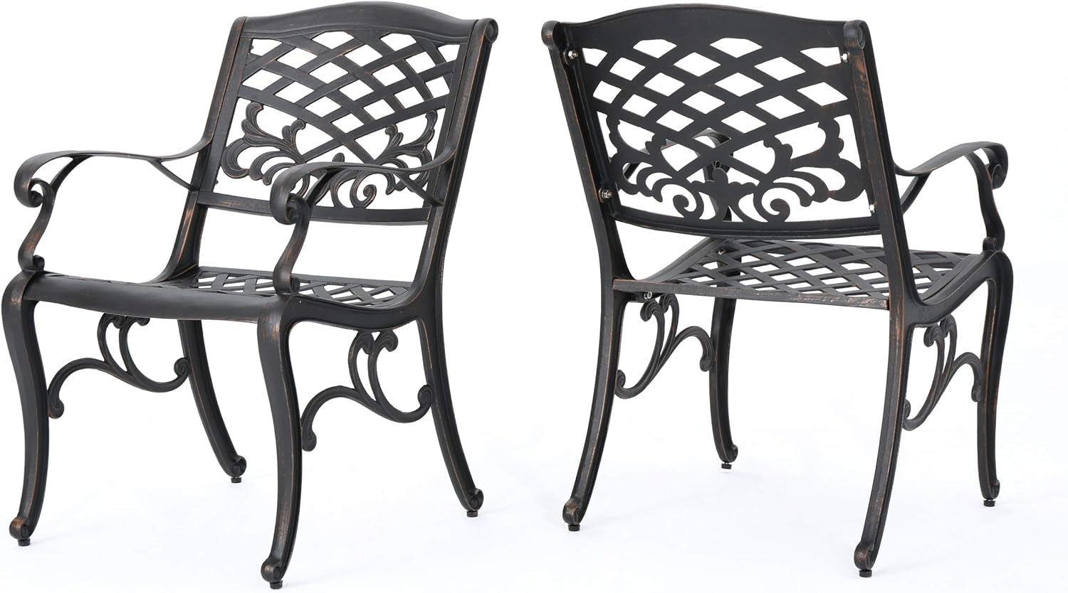 Myrtle Beach Outdoor Aluminum Dining Chairs, 2-Pcs Set, Shiny Copper