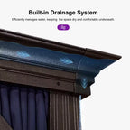 12 Ft. X 12 Ft. Bronze Aluminum Power-Coated Frame Galvanized Steel Double Roof Hardtop Gazebo Hook Netting Blue Curtain