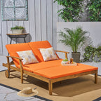 Outdoor Adjustable Double Chaise Lounge with Water Resistant Cushions