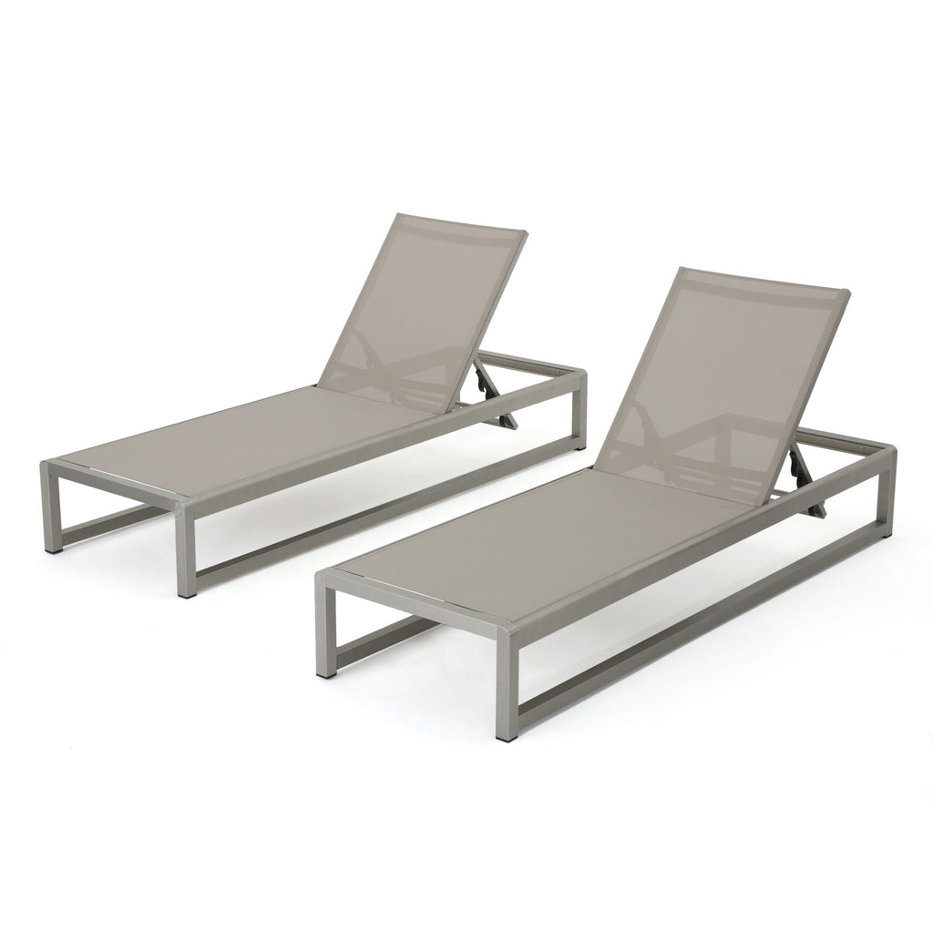 HouseOfZazla | Outdoor Chaise Lounge with 5 Reclining Positions | Aluminum Frame