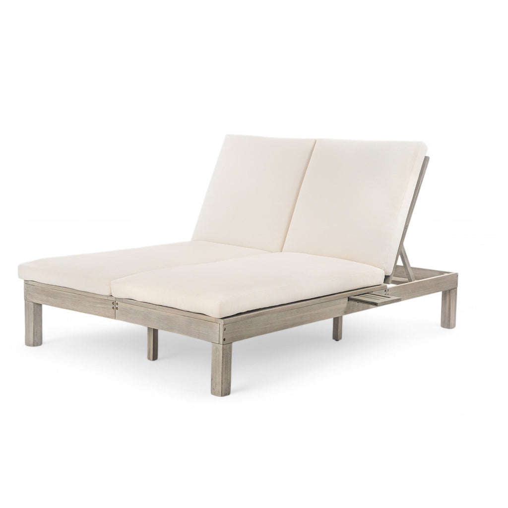 5-Position Adjustable Backrest Double Chaise Lounge Outdoor