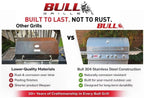 Bullet by Bull Yukon 5 Burner Outdoor Kitchen Grill, Built-In Gas Grill with 75,000 Btus of Heat, 304 Stainless Steel, Cast Iron Heat Treated Reliabull Bar Burners and Piezo Igniters