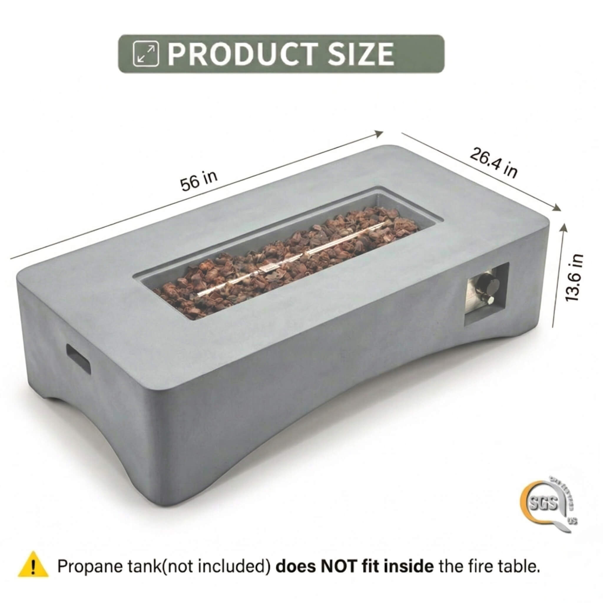 Alora 56-Inch 50K BTU Outdoor Modern Propane Fire Pit Table