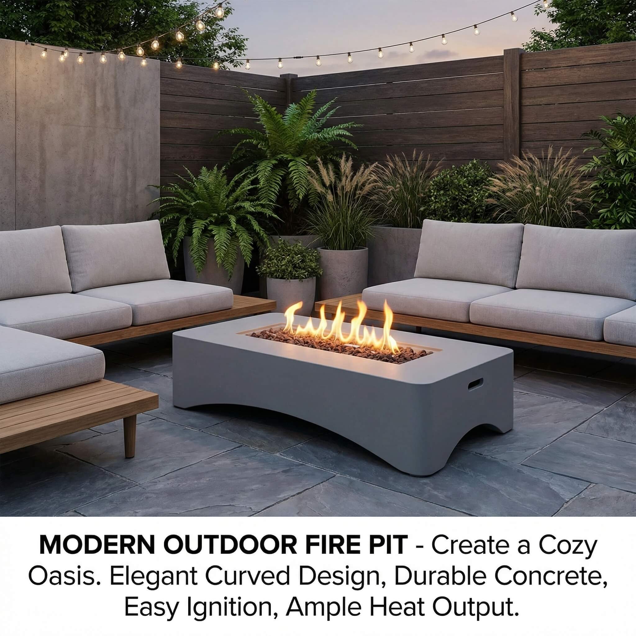 Alora 56-Inch 50K BTU Outdoor Modern Propane Fire Pit Table