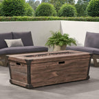 Alora 56-Inch Outdoor 50K BTU Wood Pattern Rectangle Gas Burning Fire Pit