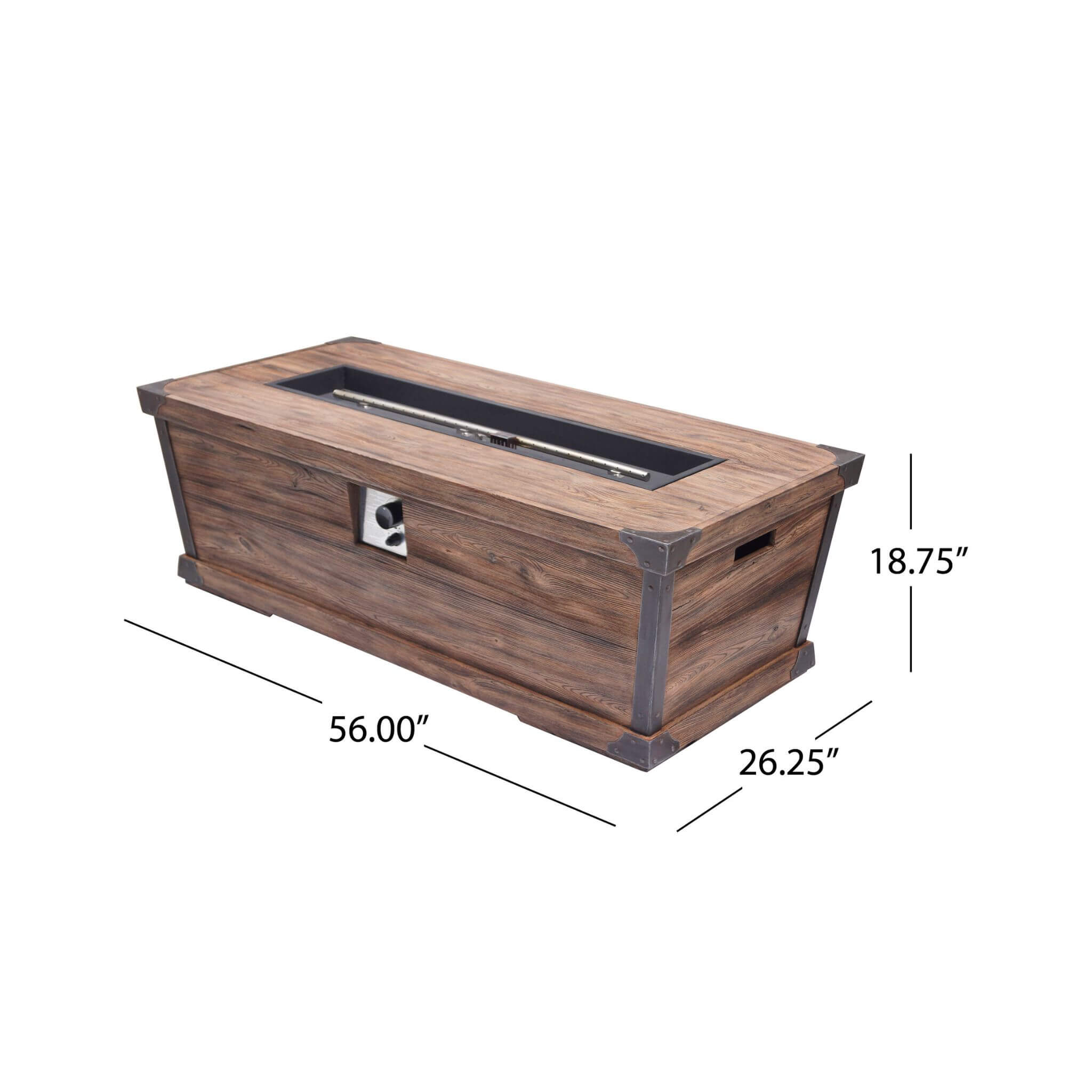 Alora 56-Inch Outdoor 50K BTU Wood Pattern Rectangle Gas Burning Fire Pit