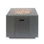 Outdoor Iron Square Propane Fire Pit - Brushed Brown