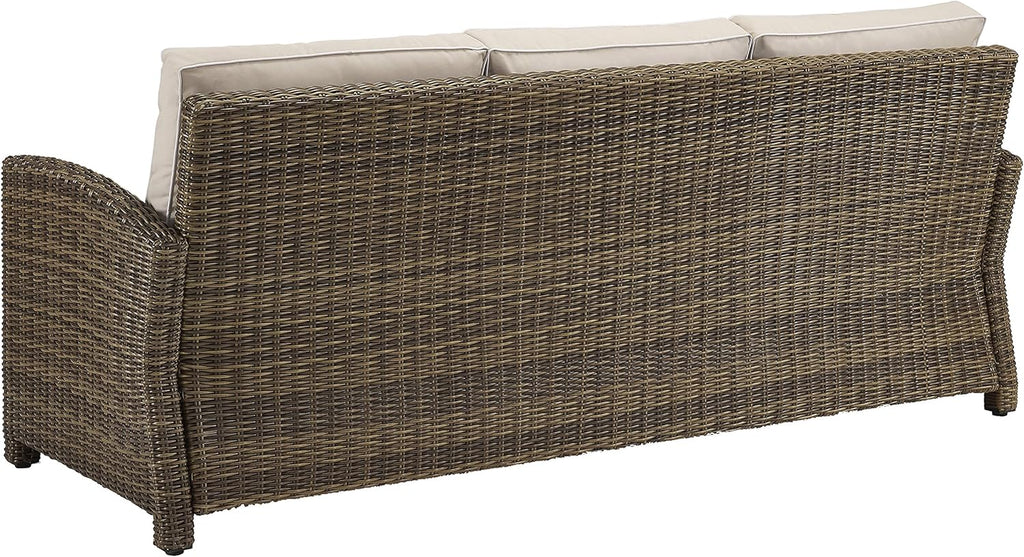 Bradenton 5-Piece Outdoor Sofa Patio Furniture Set, Wicker Conversation Sets for Porch, Brown with Sand Cushions