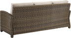 Bradenton 5-Piece Outdoor Sofa Patio Furniture Set, Wicker Conversation Sets for Porch, Brown with Sand Cushions