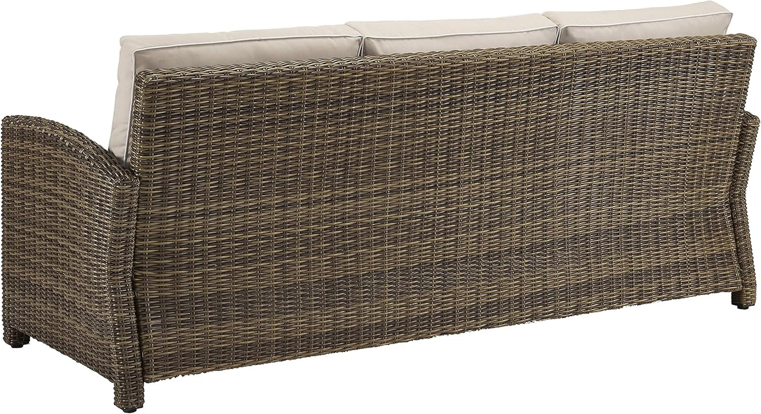 Bradenton 5-Piece Outdoor Sofa Patio Furniture Set, Wicker Conversation Sets for Porch, Brown with Sand Cushions