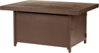 Rectangular 48 In. X 36 In. Aluminum Propane Fire Pit Table, Glass Beads, Two Covers, Lid, 57,000 Btus in Brown Finish