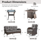 Outdoor Fire Pit Conversation Set, 3-Seat Sofa & Chairs Patio Furniture Set