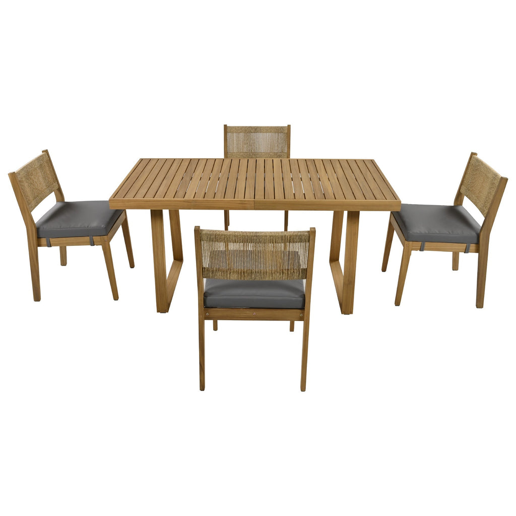 Outdoor Acacia Wood Dining Table and Chair Set