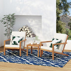 3- Piece Outdoor Chat Set with Table And 2 Adirondack Chairs - White / Brown Patina