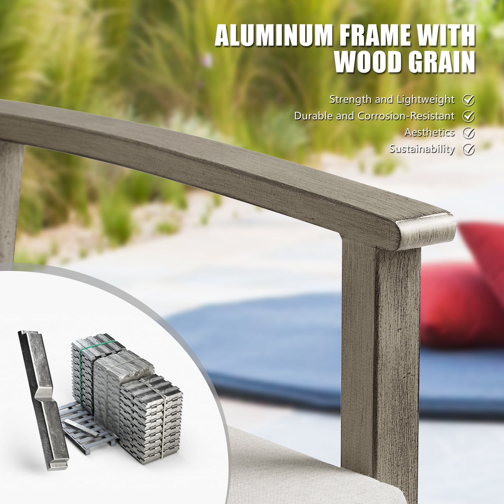 2-Piece Patio Aluminum Dining Chairs With Sunbrella® Cushions