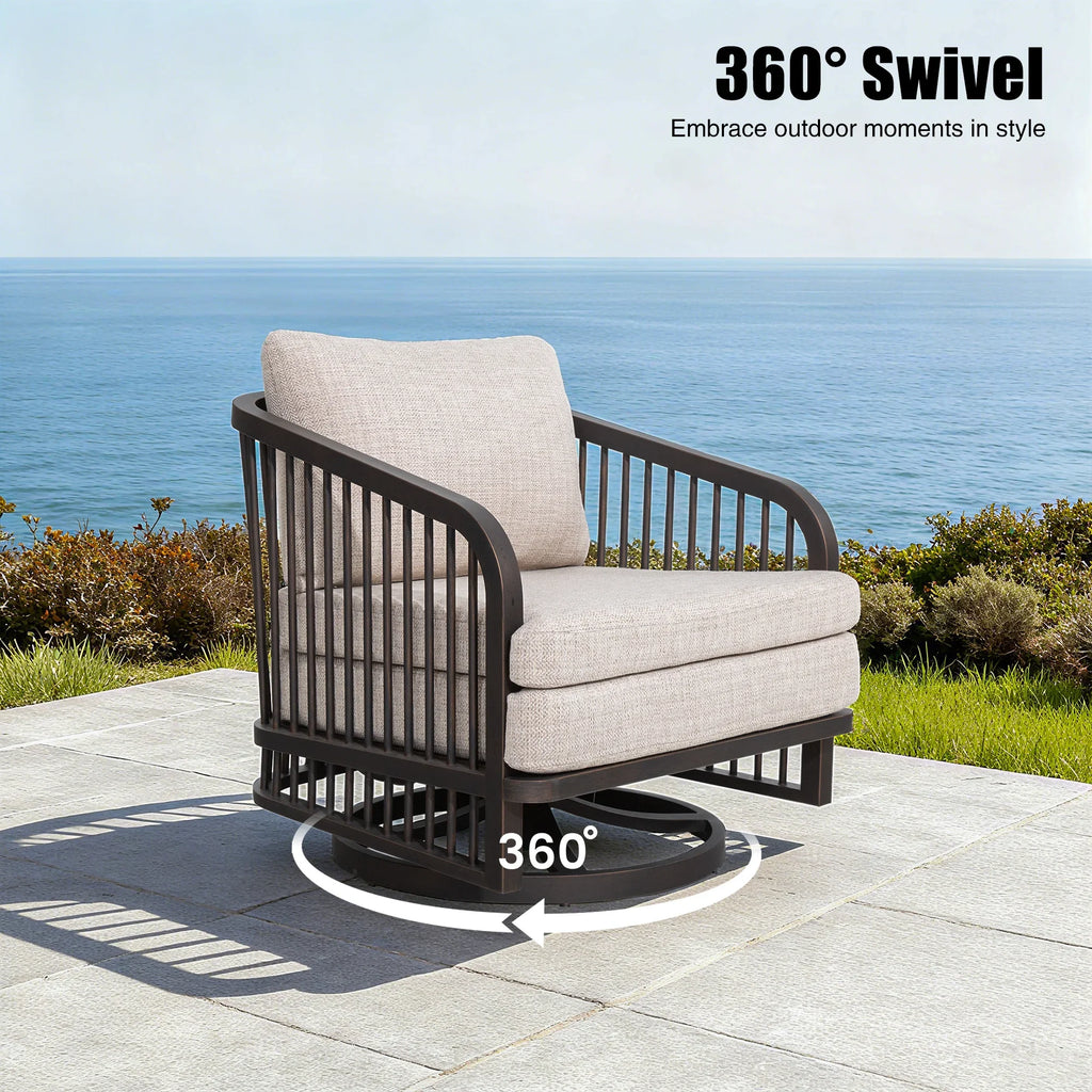 5-Piece Aluminum Patio Seating Set With Nesting Sintered Stone Tables