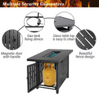 44" Propane Gas Fire Pit Table 50,000 BTU Outdoor Rectangular Firepit with Lid, Rain Cover for outside Garden Backyard Deck Patio, Black
