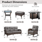 Outdoor Fire Pit Conversation Set, 3-Seat Sofa & Chairs Patio Furniture Set
