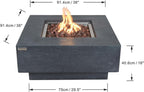 Manhattan Concrete Fire Pit 36" X 36" Outdoor Patio Firepit Includes Lava Rocks Modern Fire Pits & Outdoor Fireplaces for Garden, Deck, Indoor & Outdoor Heating