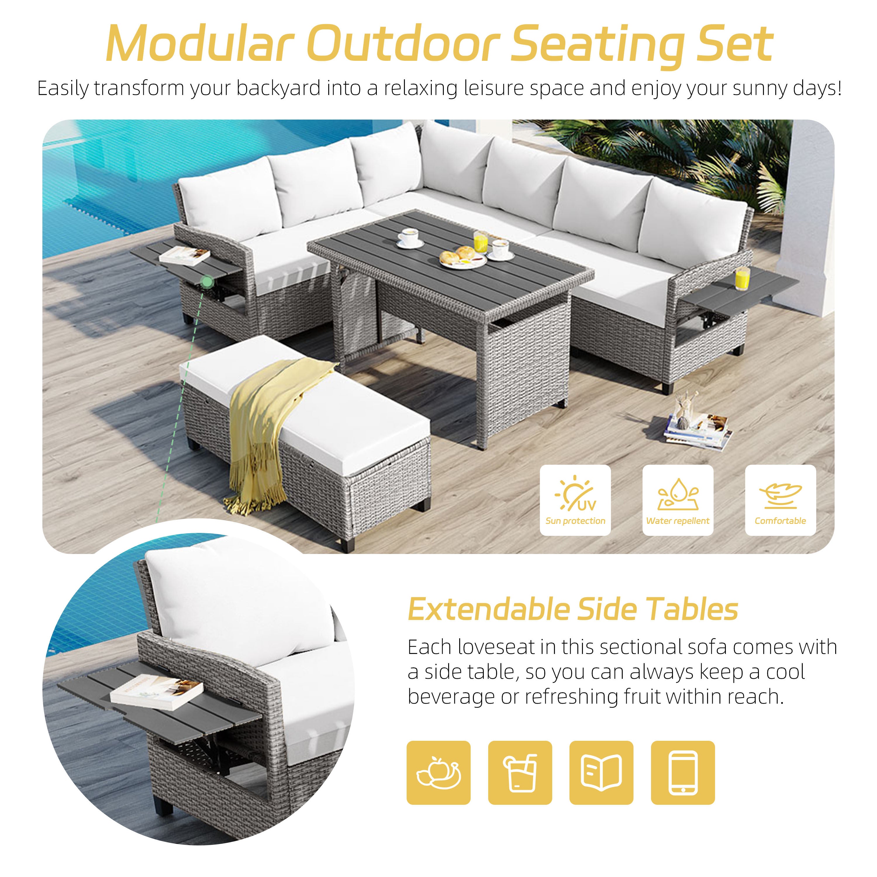 5-Piece Outdoor Patio Rattan Sofa Set
