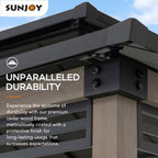8 Ft. X 12 Ft. Matte Black Aspen Cedar Framed Grill Gazebo with Exclusive AC Power Port for Backyard