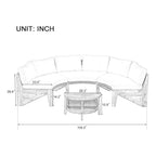 Alora 6-Person Half Moon Beige Patio Sectional Set With Cushions And Table (SAK61928)