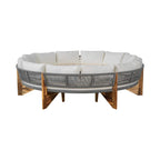 Alora 6-Person Half Moon Beige Patio Sectional Set With Cushions And Table (SAK61928)