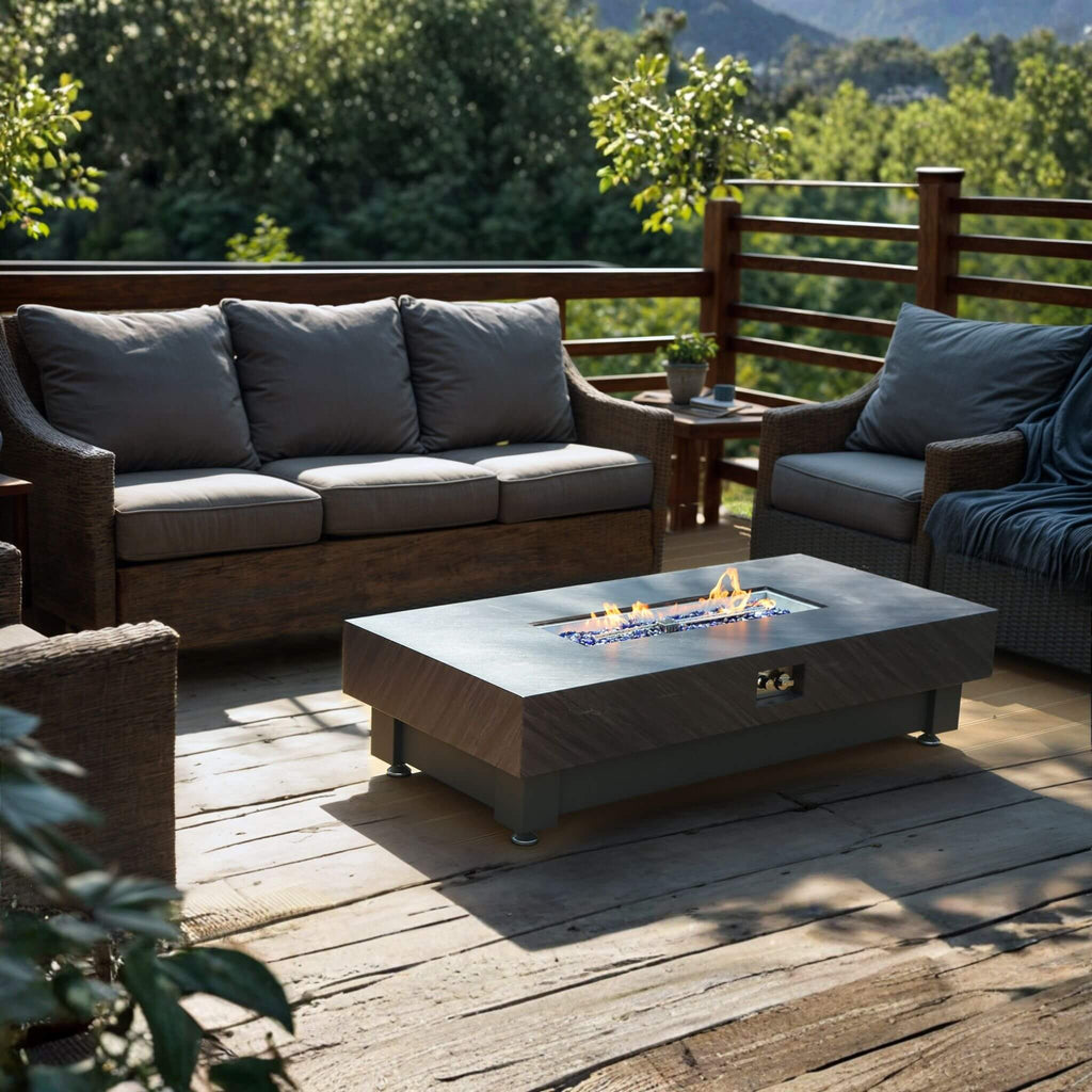 Alora Premium 60-Inch Rectangular Outdoor Modern Propane Fire Pit Table with Rain Cover