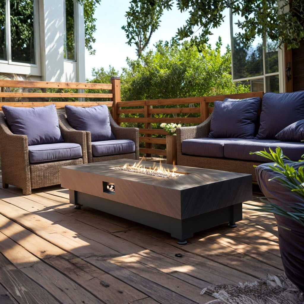 Alora Premium 60-Inch Rectangular Outdoor Modern Propane Fire Pit Table with Rain Cover