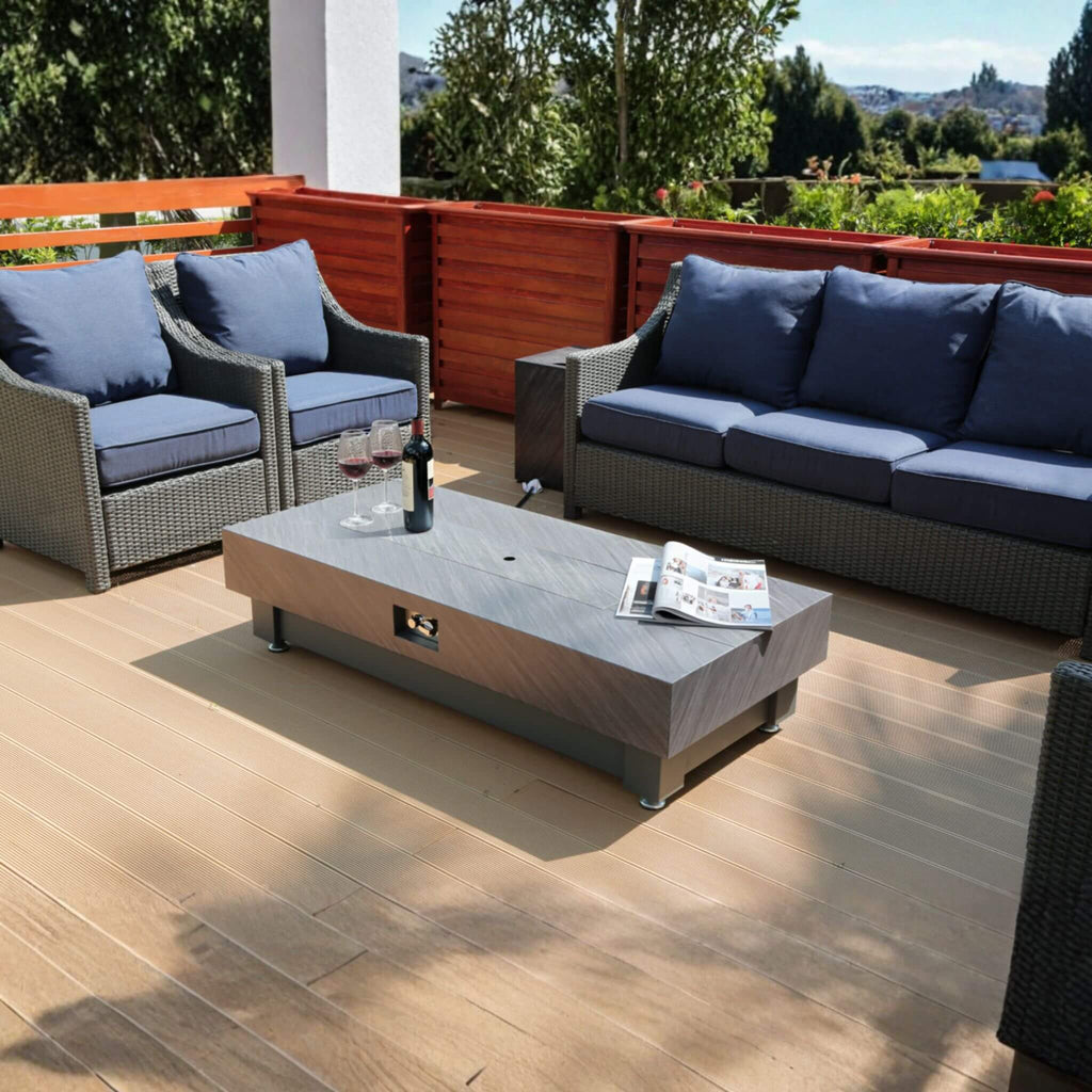 Alora Premium 60-Inch Rectangular Outdoor Modern Propane Fire Pit Table with Rain Cover