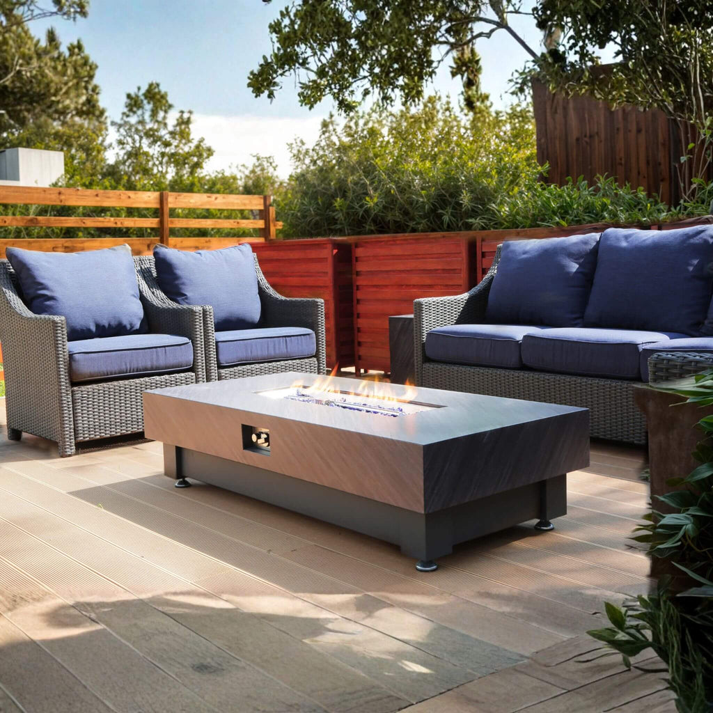 Alora Premium 60-Inch Rectangular Outdoor Modern Propane Fire Pit Table with Rain Cover