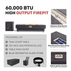 Alora Premium 60-Inch Rectangular Outdoor Modern Propane Fire Pit Table with Rain Cover