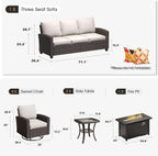 Eight-Piece Outdoor Patio Furniture Set with Firepit