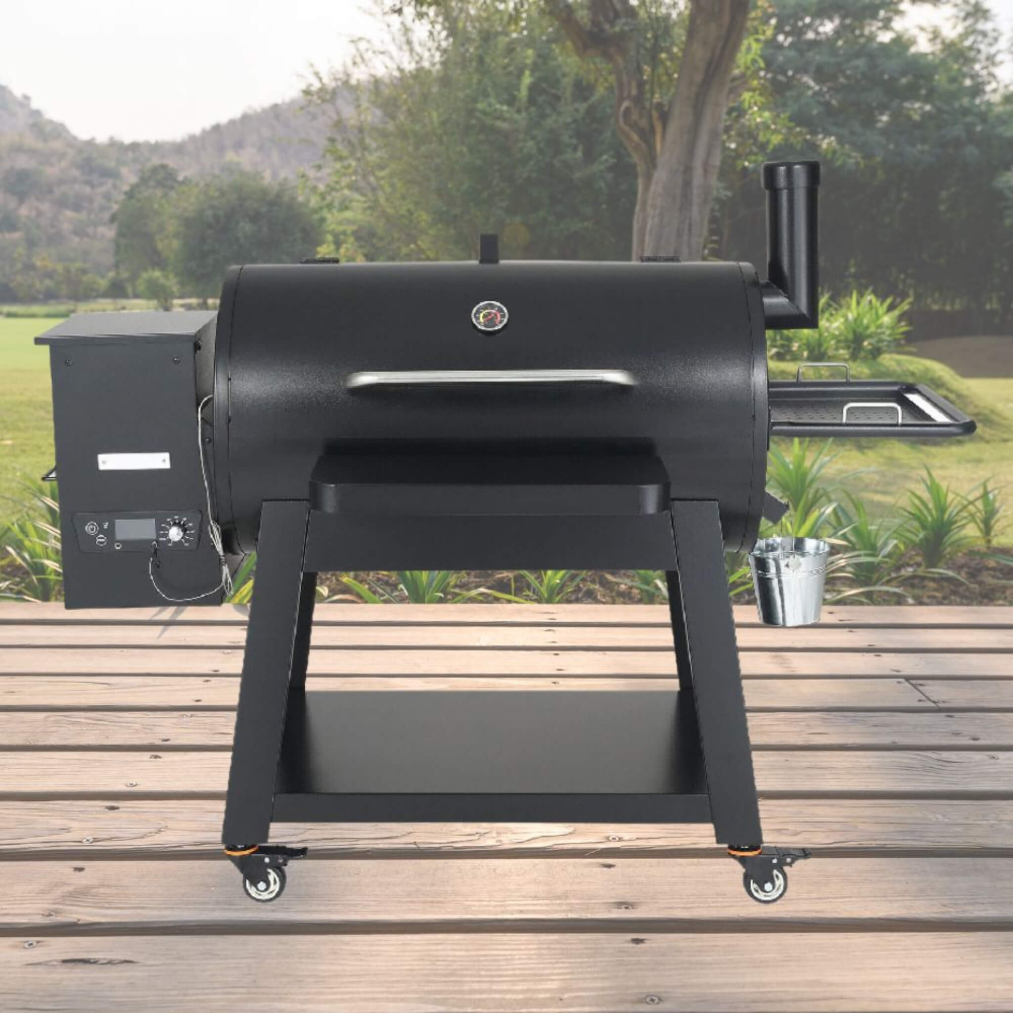 62-Inch Heavy-Duty Portable Wood Pellet BBQ Grill With Cart