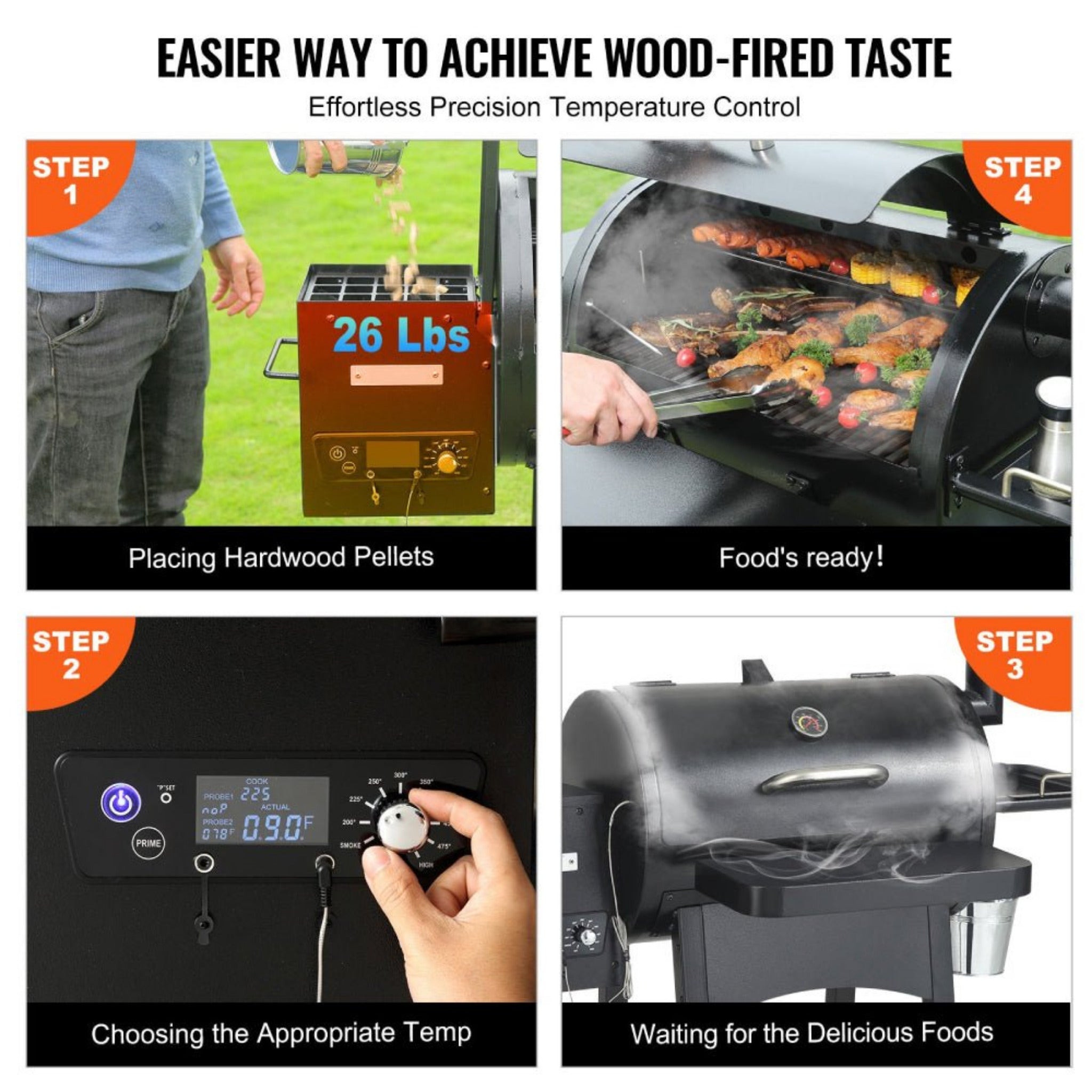 62-Inch Heavy-Duty Portable Wood Pellet BBQ Grill With Cart