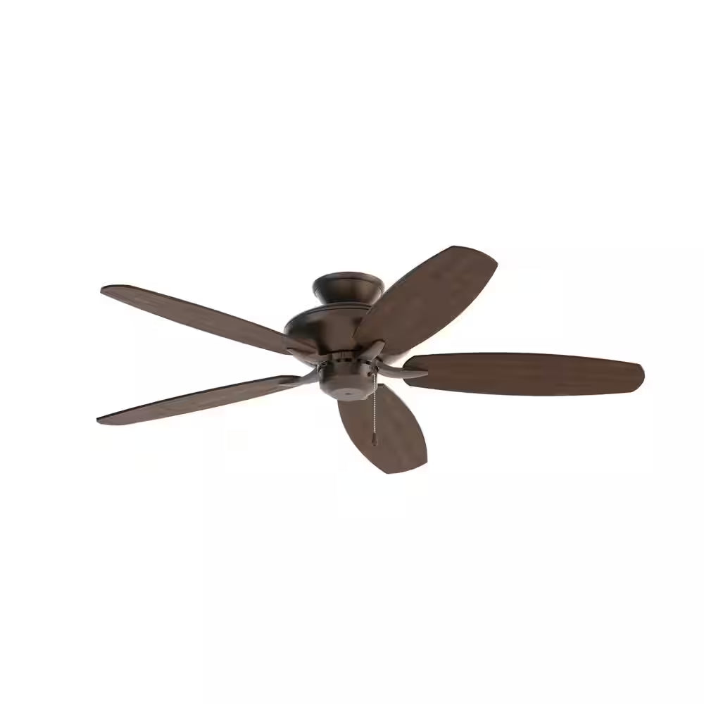 Renew Patio 52 In. Indoor/Outdoor Satin Natural Bronze Dual Mount Ceiling Fan with Pull Chain for Covered Patios