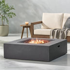 Aidan Outdoor 50,000 BTU Square Fire Pit (No Tank Holder) - Lightweight Concrete - Dark Gray